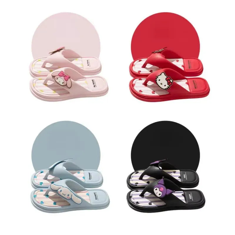 Sanrio Vivid Kuromi Hello Kitty Flip Flops