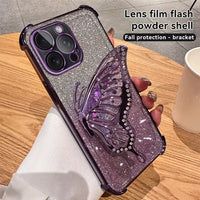 Glitter Butterfly Bracket Case (For iPhones)