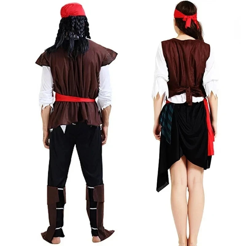 Pirates of the Caribbean Cosplay Captain Jack Sparrow Costume Men Women Female Male Female Carnival Halloween Sexy Set - Bear Hugs