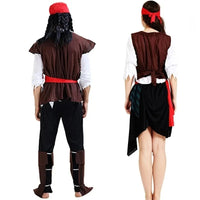Pirates of the Caribbean Cosplay Captain Jack Sparrow Costume Men Women Female Male Female Carnival Halloween Sexy Set - Bear Hugs