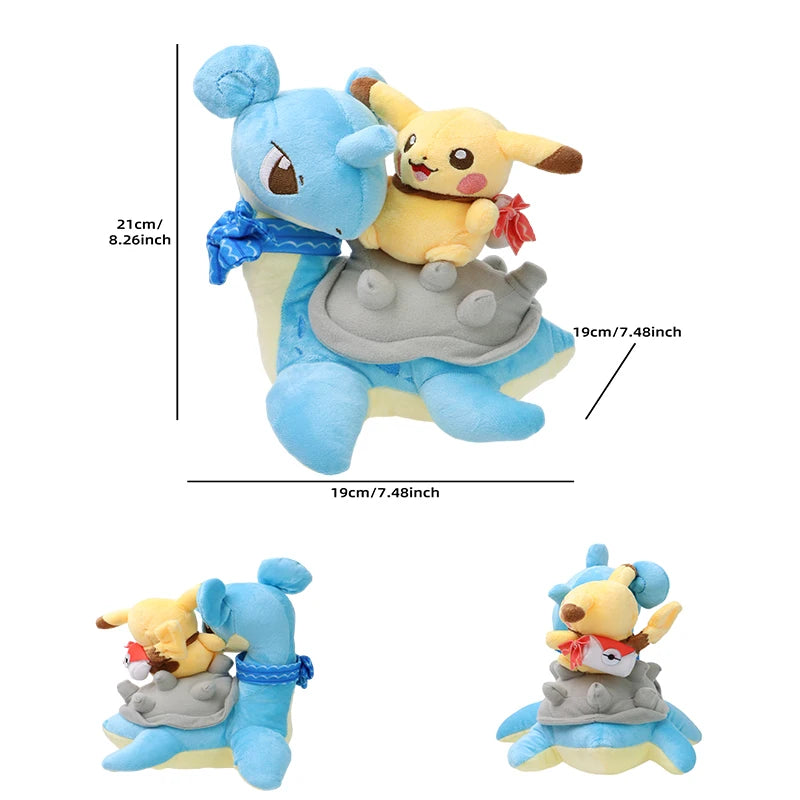 Kawaii Pikachu Riding Lapras Latios Latias Plush Doll Pokemon Stuffed Toy Creative Anime Cartoon Christmas Gift For Kids - Bear Hugs