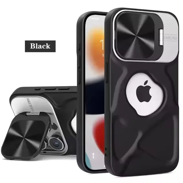 Luxury Flip Up Bracket Camera Protect Case (For iPhones)