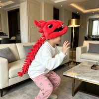 Halloween Dinosaur Skeleton Headgear Red Plush Role Play Costume Fun Prank Creative Toys Birthday Gift For Family Adult Party - Bear Hugs