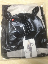 Slim Wetlook Faux Leather Jumpsuit with Cat Mask Cosplay Costumes Halloween Zentai Bodysuit Ladys Women Catsuit - Bear Hugs