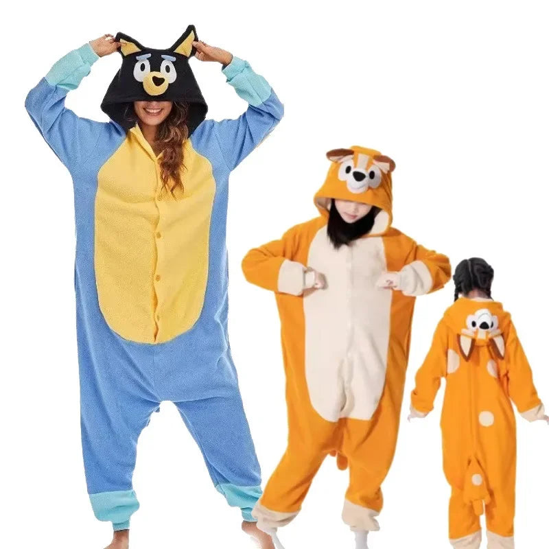 Moose Cartoon Bluey Jumpsuit Pajamas One Piece Bluy Pajamas Bingo Bluey Cosplay Adults Child Garment Halloween Costume Home Wear - Bear Hugs