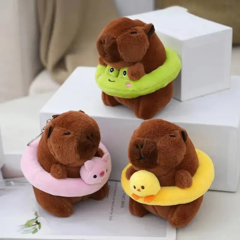 Capybara Swimming Ring Keychain