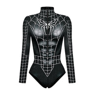 Superhero Spiderman Bodysuit for Women Captain America Cosplay 3D Print Long Sleeve Swimsuit Adult Halloween Carnival Costumes - Bear Hugs