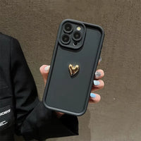 3D Gold Heart Silicone Soft Case (For iPhones)