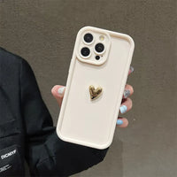 3D Gold Heart Silicone Soft Case (For iPhones)