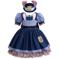 Girls Judy Bunny Police Officer Dress Disney Zootopia 2 Bunny Costume for Kids Cosplay Dress With Accessories Fancy Outfits - Bear Hugs