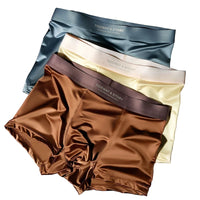 4PCS Men's Underwear Ice Silk High-End Men's Light Luxury Satin Silk Breathable Flat Corner Four Cornered Shorts Without Marks - Bear Hugs