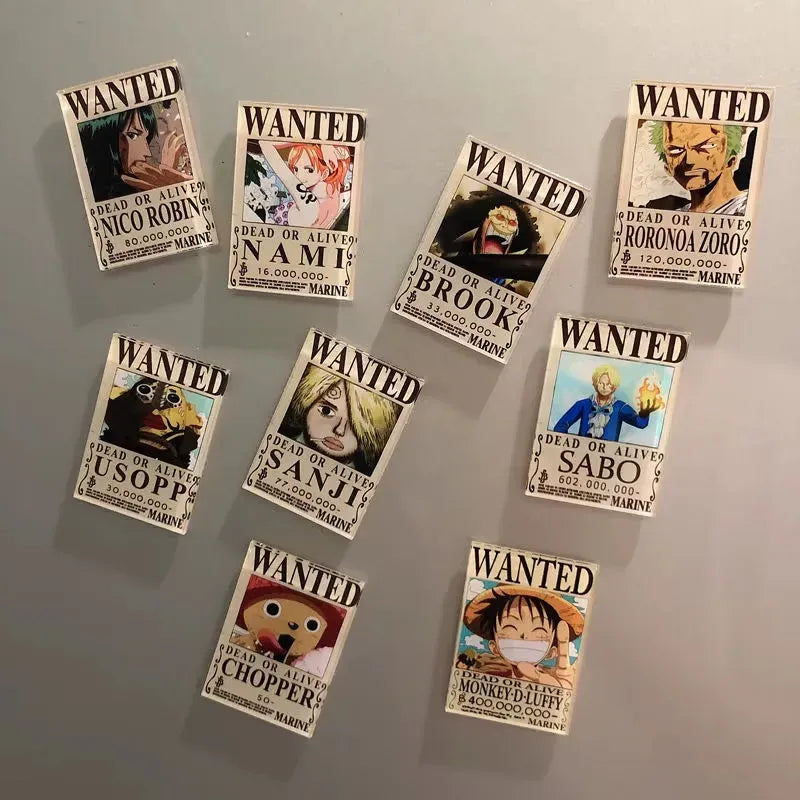 One Piece Wanted Fridge Magnets