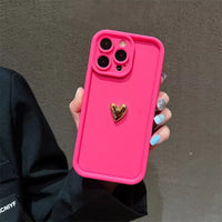 3D Gold Heart Silicone Soft Case (For iPhones)