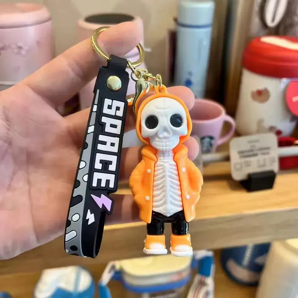 Bone Brigade Hooded Skeleton Keychain