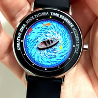 Creative Watches Quartz Original Watch with Ship Wave & Fishes Design Waterproof Wristwatch Comfortable Silicone Strap - Bear Hugs