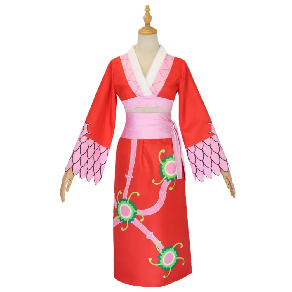 Anime Boa Hancock Cosplay Costumes Sexy Empire Red Kimono Dress Uniform Boa Hancock Earrings Halloween Costumes for Women Men - Bear Hugs