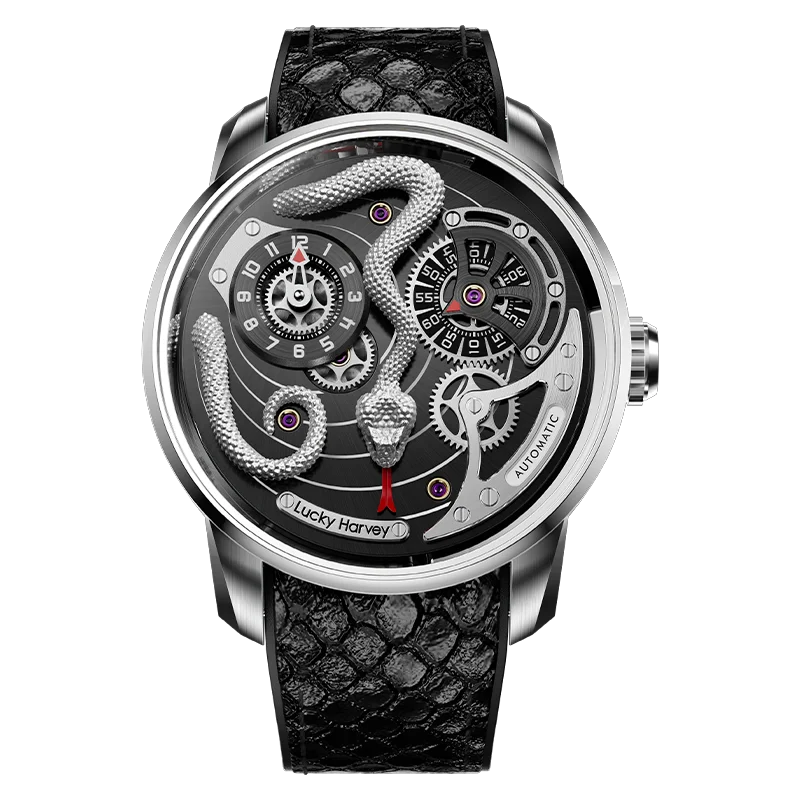 Lucky Harvey Funny Mechanical Watch Automatic Movement Watches for Men Snake Dial Synthetic Sapphire Waterproof 2024 New Model - Bear Hugs