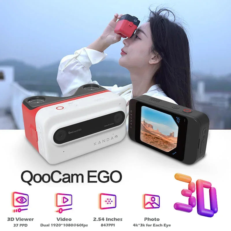 Kandao QooCam EGO 3D Stereo VR Camera 4K 60FPS 65 Inch Large Screen Waterproof 6-Axis Anti-Shake Digital Sports Camera - Bear Hugs