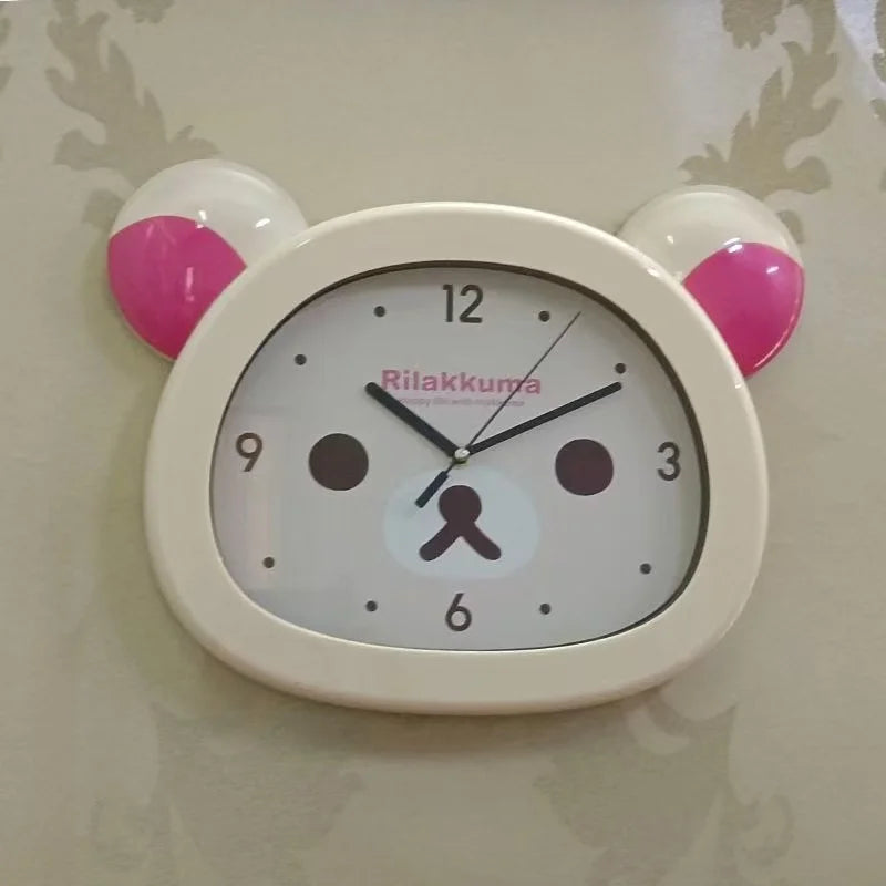 Cute Rilakkuma Anime Peripheral Wall Clock Alarm Clock Cartoon Silent Clock Living Room Bedroom Sweeping Second Quartz Clock - Bear Hugs