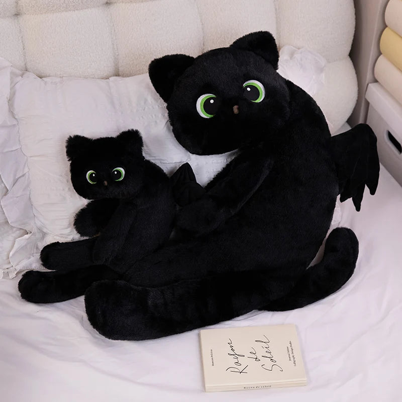 40/70/100CM Cartoon Black Cat with Wings Pillow Special-Shaped Cats Evil Kitten Dolls Sleeping Cushion Halloween Gift - Bear Hugs