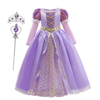 Girls Disney Rapunzel Dress Kids Tangled Disguise Carnival Girl Princess Costume Birthday Party Gown Outfit Clothes 2-10 Years - Bear Hugs