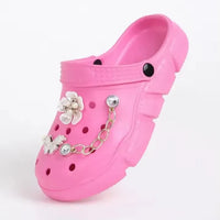 Floral & Rhinestone Comfort Clogs