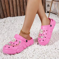 Floral & Rhinestone Comfort Clogs
