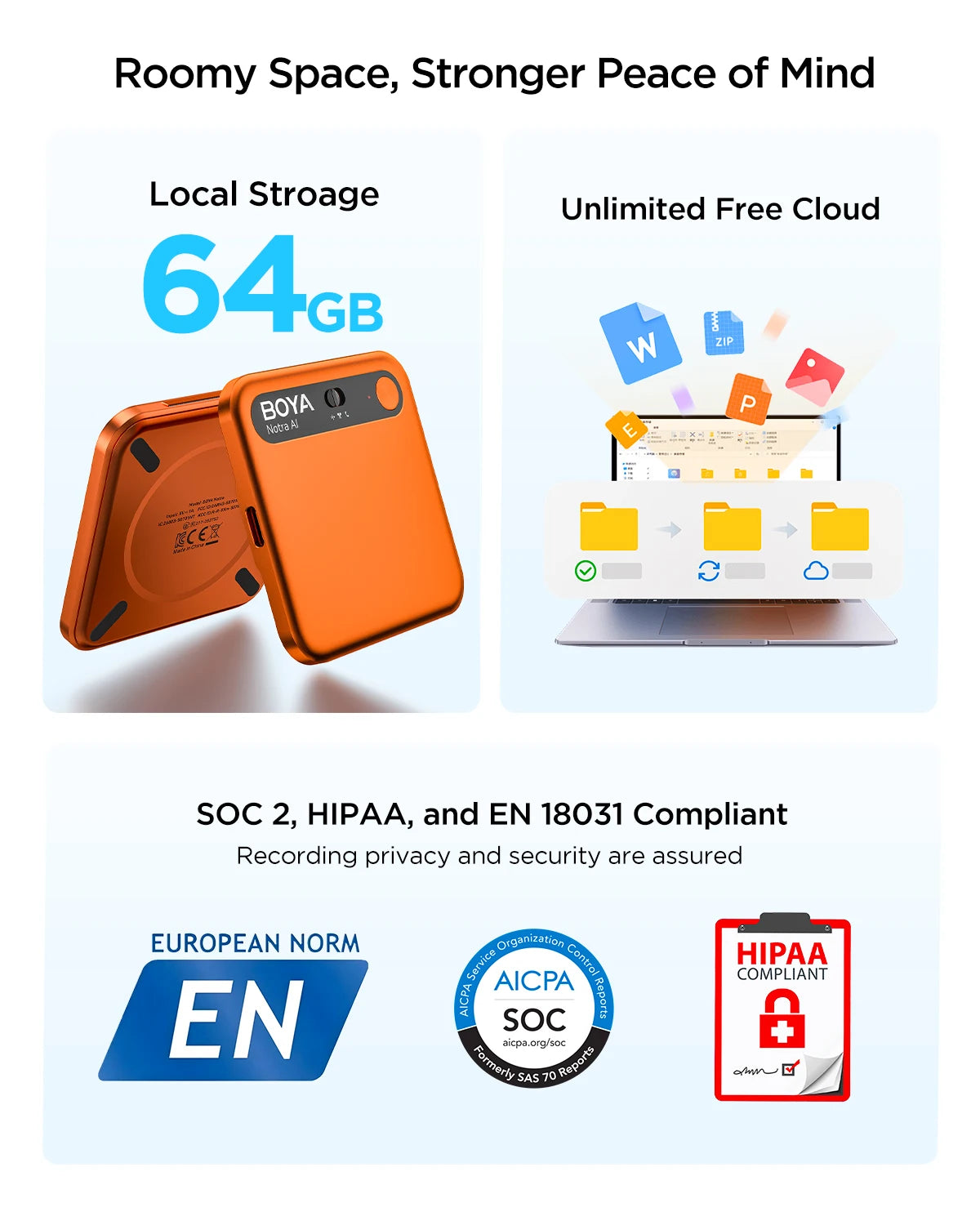 BOYA Notra AI Voice Recorder - Bear Hugs