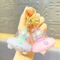 Astronaut Flying Saucer LED Keychain