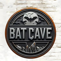 Vintage Bat Cave Metal Sign