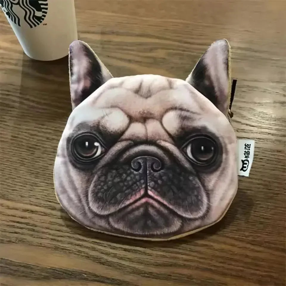 3D Realistic Dog Face Coin Purse