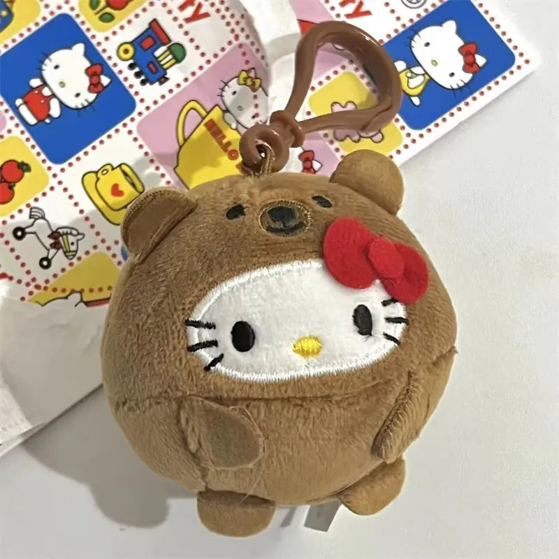 Cuddly Hello Kitty Plush Round Keychain