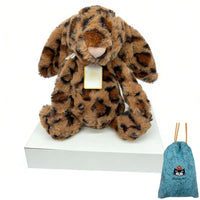 JC Bonnie Rabbit Leopard Print Plush Toy with Tag, Soft Flower Ears, Cartoon Rabbit Doll, Birthday Gift, Home Decor - Bear Hugs