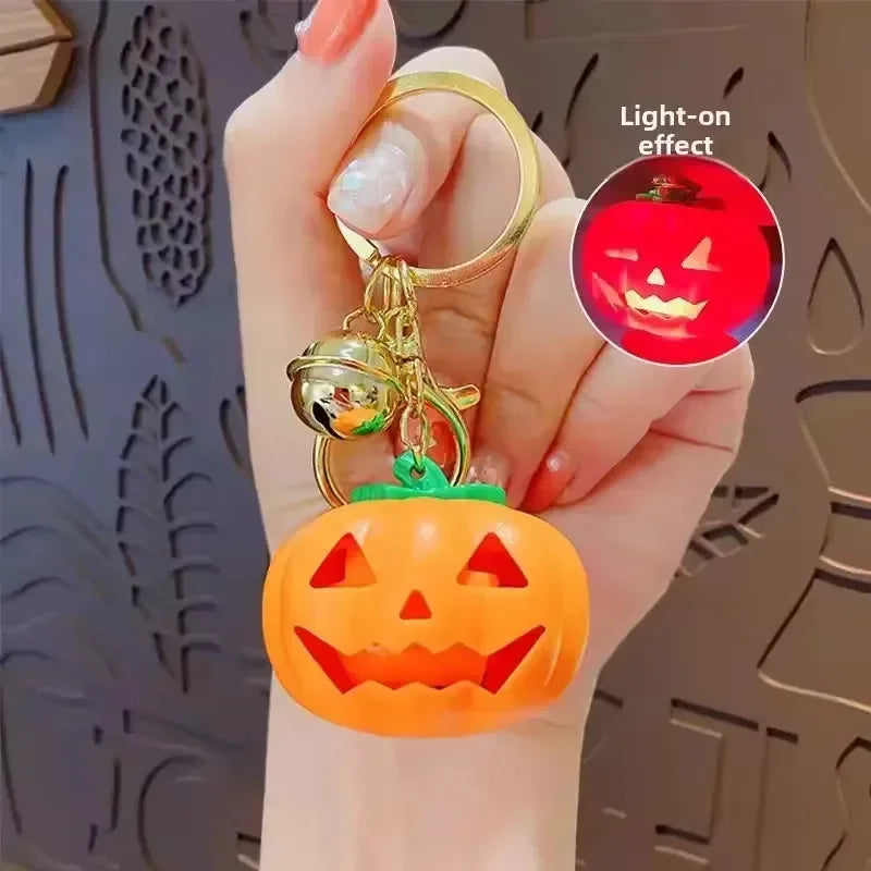 Spooky Sparkle Pumpkin LED Keychain