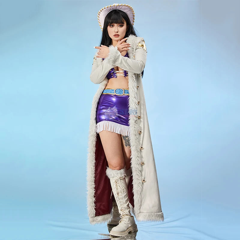 Anime Nico Robin Miss Allsunday Cosplay Costumes Women Sexy Leather Dress Coat Hat Suit Halloween Carnival Stage Perform Clothes - Bear Hugs