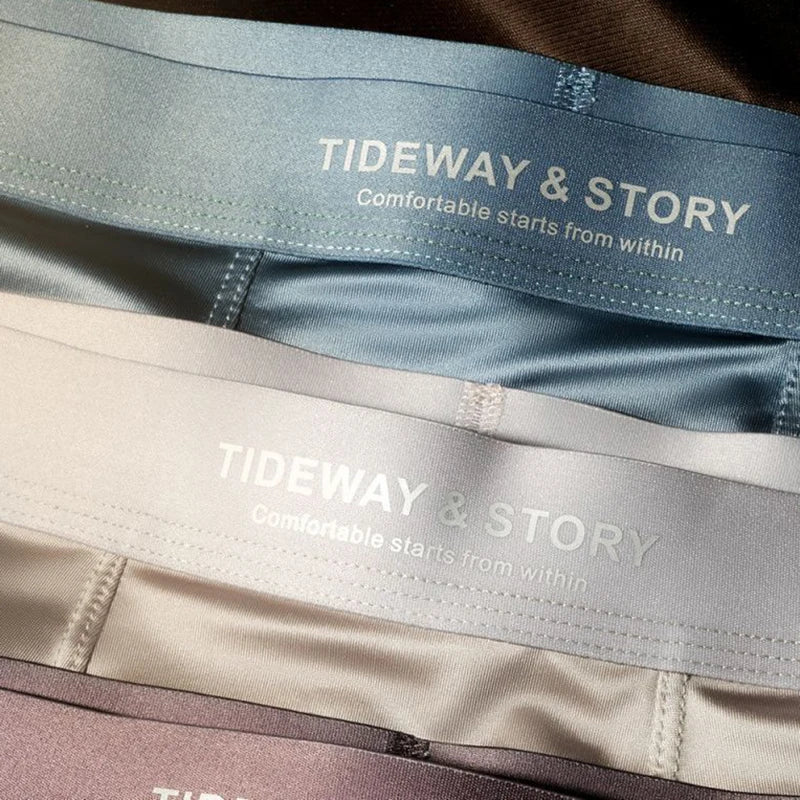 4PCS Men's Underwear Ice Silk High-End Men's Light Luxury Satin Silk Breathable Flat Corner Four Cornered Shorts Without Marks - Bear Hugs