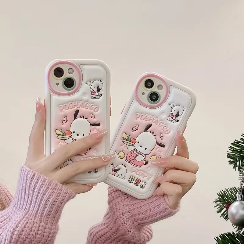 Pochacco Embossed Leather Phone Case (For iPhones)