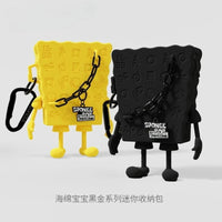 Spongebob Silhouette Black Gold Bag School Bag Pendant Cute Mini Storage Bag, Trendy Toy Anti-Fall Earphone Bag Fashion Coin Purse - Bear Hugs