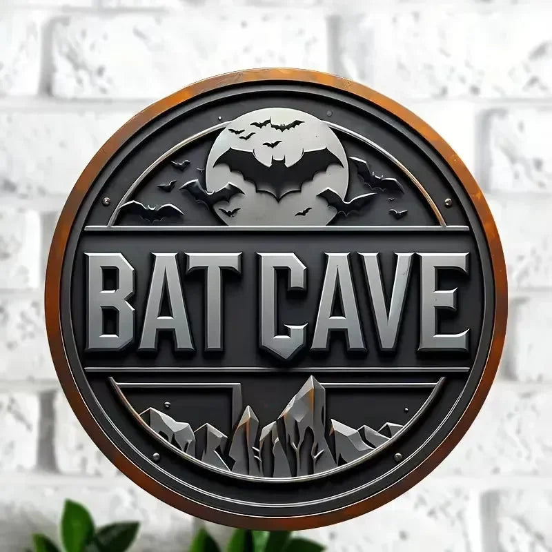 Vintage Bat Cave Metal Sign