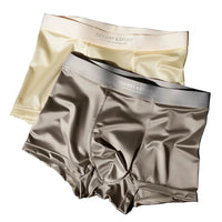 4PCS Men's Underwear Ice Silk High-End Men's Light Luxury Satin Silk Breathable Flat Corner Four Cornered Shorts Without Marks - Bear Hugs