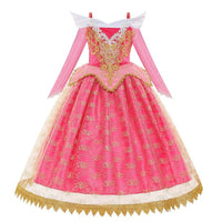 2026 Disney Sleeping Beauty Aurora Princess Dress Girl Cosplay Off Shoulder Kids Gifts Fancy Party Girl Baby Fine Lace Dress Set - Bear Hugs