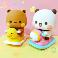 Cute Kawaii Bubu Dudu Panda Bear Figure Cartoon Exciting Bear Miniatures Collectible Animal Toy Doll Ornament Home Derocation.. - Bear Hugs