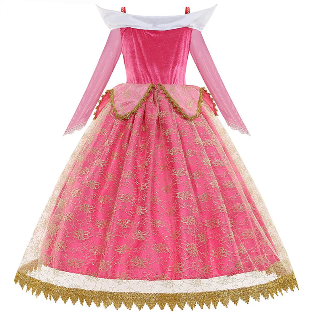 2026 Disney Sleeping Beauty Aurora Princess Dress Girl Cosplay Off Shoulder Kids Gifts Fancy Party Girl Baby Fine Lace Dress Set - Bear Hugs