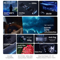 S G3Max 5K OLED 3D Cinematic HMD Giant Screen Personal Theater Goggles Compatible with iPhone 15SteamDeckMacAndroidblue ray - Bear Hugs