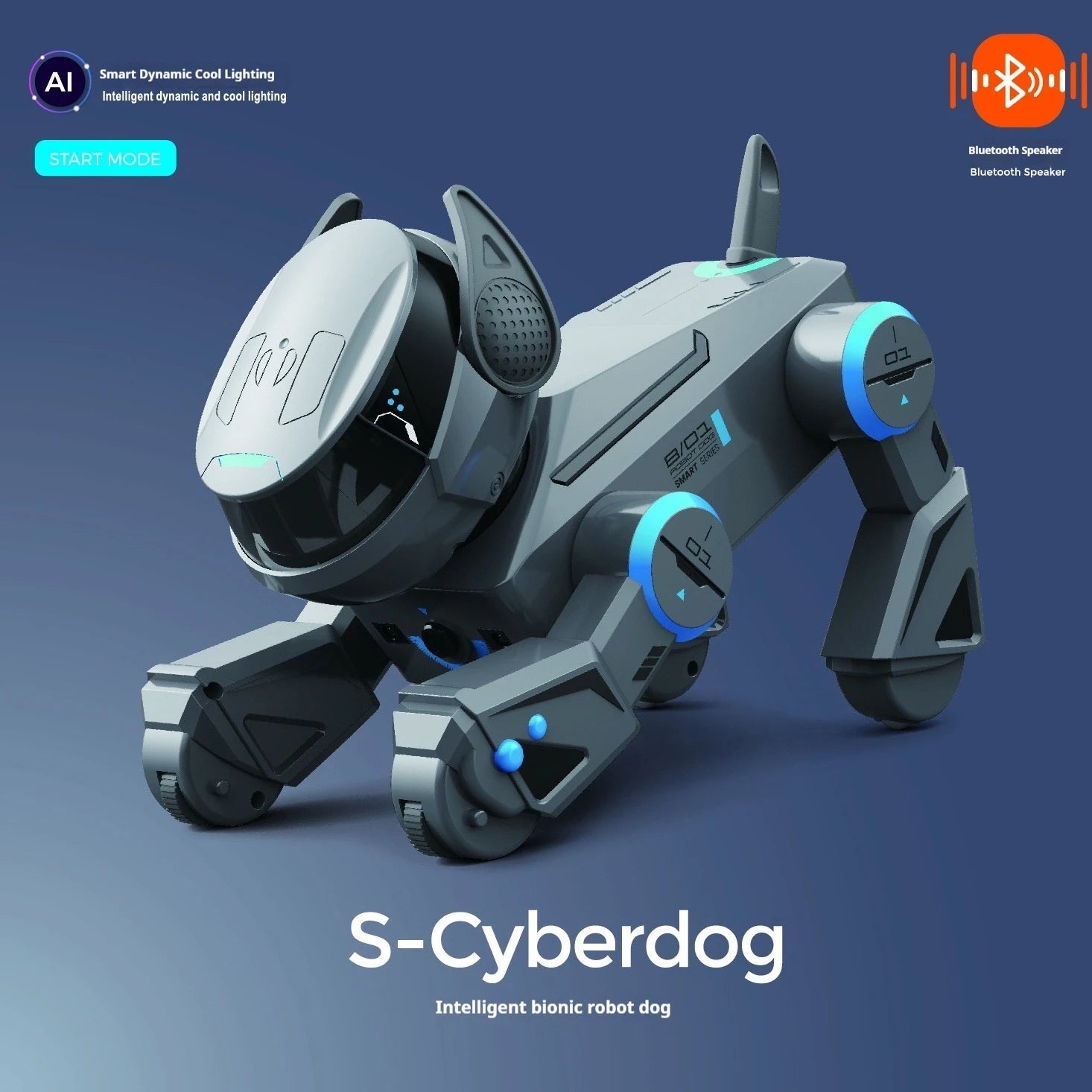 Ai Smart Robot Dog Gesture Touch Remote Control Bluetooth Speaker Song Programmable Cool Lighting Toy For Kids Aged 6+Interactio - Bear Hugs