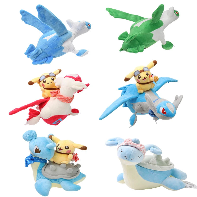 Kawaii Pikachu Riding Lapras Latios Latias Plush Doll Pokemon Stuffed Toy Creative Anime Cartoon Christmas Gift For Kids - Bear Hugs