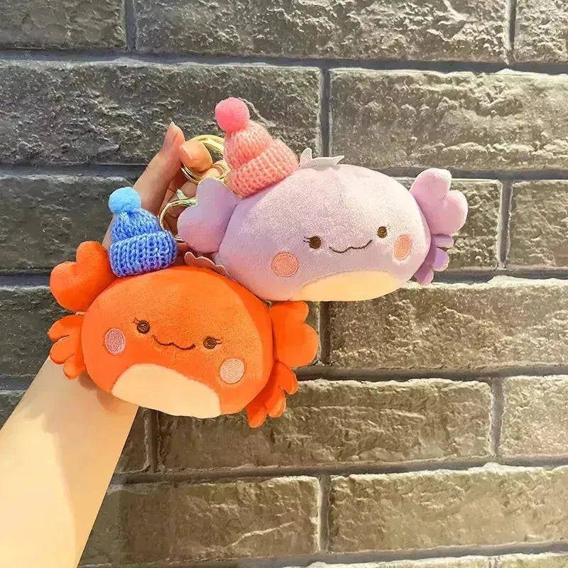 Kawaii Crab With Hat Plush Keychain