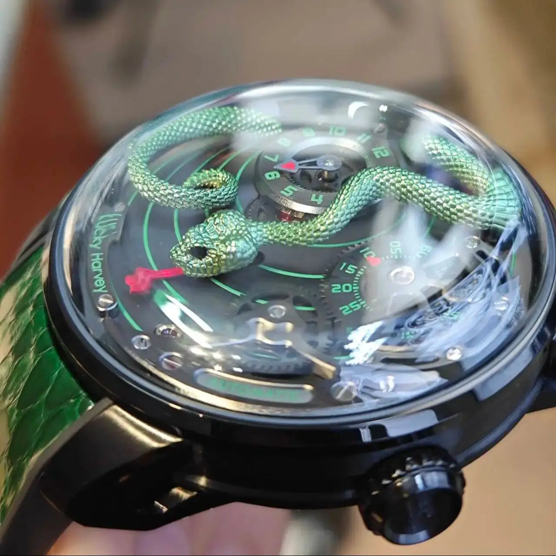 Lucky Harvey Funny Mechanical Watch Automatic Movement Watches for Men Snake Dial Synthetic Sapphire Waterproof 2024 New Model - Bear Hugs