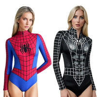 Superhero Spiderman Bodysuit for Women Captain America Cosplay 3D Print Long Sleeve Swimsuit Adult Halloween Carnival Costumes - Bear Hugs