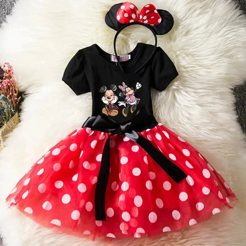 Mickey Minnie Mouse Baby Girls Cosplay Costume Kids Fancy Polka Dot Dress Princess Dress Children Birthday Party Clothing Gift - Bear Hugs